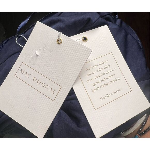 Mac Duggal Ruffle One-Shoulder Jersey Gown in Navy NWT Size 4 - Picture 10 of 10